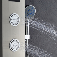 Colonne de douche thermostatique moderne en acier inoxydable 304 avec panneau LED, robinets et douche pluie vapeur