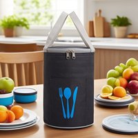 Sac à lunch isotherme personnalisé avec logo, réutilisable, étanche, doublure en aluminium, sac isotherme cylindrique portable pour le bureau, l'école, les pique-niques