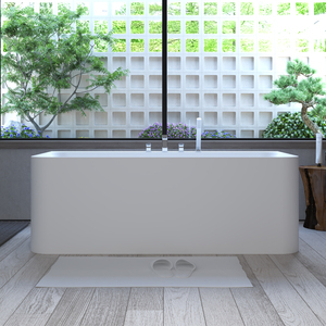 Su misura di grandi dimensioni moderno Freestanding rettangolo Hotel vasche da bagno solida superficie bagno di ammollo con scolapiatti - Product Image 6