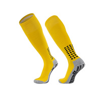 Chaussettes de football tricotées avec logo personnalisé OEM pour hommes, bas antidérapants au genou, sans adhérence, rouge, vert, automne, vente en gros