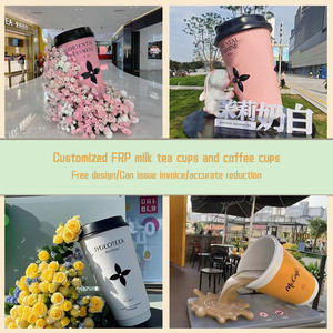 Tùy Chỉnh Bên Ngoài Handmade Nhựa Thủ Công Mỹ Nghệ Sợi Thủy Tinh Khổng Lồ Cốc Cà Phê Điêu Khắc Bức Tượng Cho Đồ Uống Cửa Hàng Trang Trí - Product Image 4