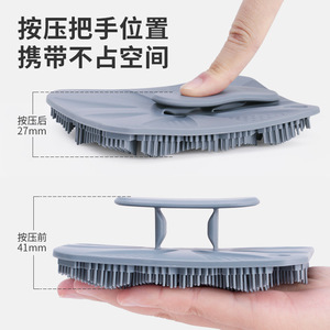 Silicone Bath Brush Rectangle Black Exfoliating <b>Back</b> <b>Scrubbing</b> Massage Body Brush - Product Image 3