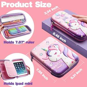 Durable Kawaii mignon dessin animé licorne <span class=keywords><strong>3D</strong></span> porte-stylo Estuche Escolar sac <span class=keywords><strong>à</strong></span> crayons étui grande capacité antichoc EVA pour les filles - Product Image 6