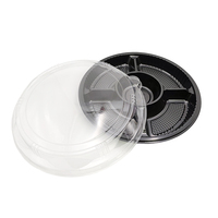 Barquette à sushi jetable ronde, boîte à emporter, contenant alimentaire en plastique avec 5 compartiments, boîte à fruits