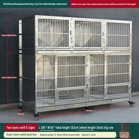 Cage pour chien empilable en acier inoxydable robuste avec plateau amovible, idéale pour hôpitaux vétérinaires, cliniques canines et salons de toilettage