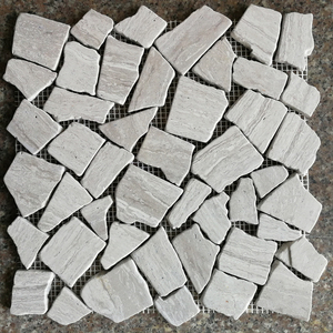 Mosaïque de carreaux de marbre vert d'Inde, galets de marbre de 12x12, marbre poli, monté sur filet, pour le <span class=keywords><strong>sol</strong></span> de la <span class=keywords><strong>douche</strong></span> - Product Image 4