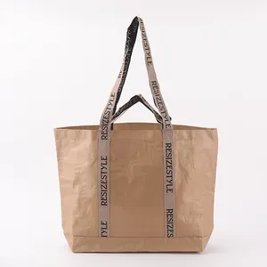 Wholesale Custom Logo Reusable Morandi color pp woven bag foldable shopping bag with inner pocket