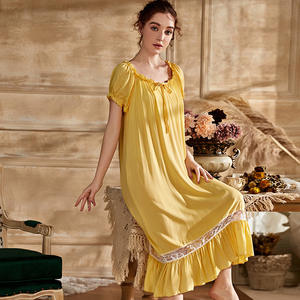 Chemise de nuit en coton pour femme, manches courtes, à lacets, à volants, vintage, <span class=keywords><strong>princesse</strong></span> victorienne, lolita, fée. - Product Image 4