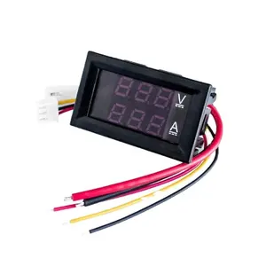 DC 0-100v 10A数字电压表电流表双显示电压检测器0.28 ”红蓝发光二极管