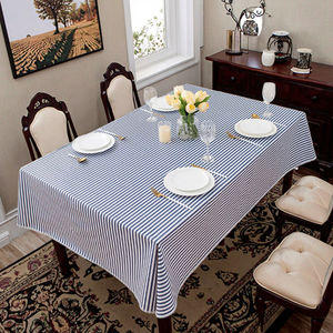 Vente en gros de <span class=keywords><strong>nappe</strong></span> rectangulaire à rayures bleues de luxe légère à ourlet tissu de table chinois en coton et <span class=keywords><strong>lin</strong></span> - Product Image 3