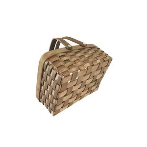 High Quality Hand-woven Wood Chips Idyllic Picnic <b>Storage</b> Basket With Double Handle - Product Image 5
