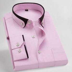 Camisas de vestir ajustadas con cuello doble <span class=keywords><strong>para</strong></span> hombre, blusa Formal de estilo italiano, <span class=keywords><strong>camisa</strong></span> de manga larga con botones, <span class=keywords><strong>azul</strong></span>, informal, de negocios - Product Image 4