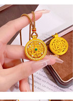 Collier boussole en laiton diamanté avec chaîne en corde, pendentif trésor rotatif, nouveau design chinois, or sable, unisexe, pour soirée