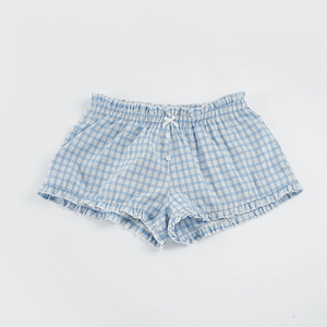 Fashion Women Gingham Pajama Shorts Elastic Waist Ruffle Hem Sleepwear Lounge Shorts Cute Homewear - Product Image 6