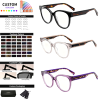 Monture optique en acétate, lunettes rondes classiques à monture complète, verres optiques pour la lecture, couleur de monture personnalisée, logo pour homme et femme