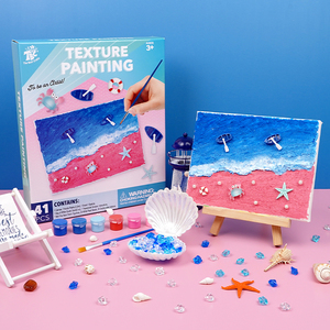 Cornice in tela completamente personalizzabile, 6 colori di pittura acrilica, 1 pennello, giocattoli educativi <span class=keywords><strong>fai</strong></span>-<span class=keywords><strong>da</strong></span>-<span class=keywords><strong>te</strong></span> per disegnare con pittura testurizzata a tema marino - Product Image 2