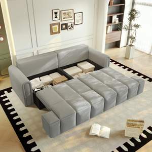 โซฟาปรับนอนทรง L, โซฟาปรับขนาดพื้น<span class=keywords><strong>ที่</strong></span>ขนาดเล็กดึงออก<span class=keywords><strong>ได้</strong></span>โซฟาพร้อม<span class=keywords><strong>ที่</strong></span>เก็บผ้าลินินรูปทรงตัว L เบาะนั่งลึก - Product Image 2