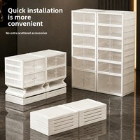Organisateur de chaussures en plastique PP, grand rangement à double rangée, pliable, transparent, anti-poussière, moderne et minimaliste