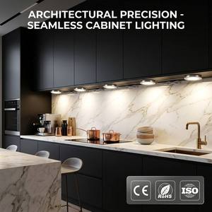 Lumière <span class=keywords><strong>LED</strong></span> ultra-mince pour armoire - Éclairage <span class=keywords><strong>sous</strong></span> comptoir en aluminium brossé - Lampe de présentation filaire professionnelle 12V - Product Image 2