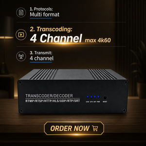 Transcodeur vidéo IP multicanal 4K 1080p prenant en charge la décodage du flux réseau AV1, <span class=keywords><strong>VP9</strong></span>, AVS2 - Product Image 1