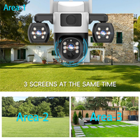 Caméras de sécurité Wifi HD 4MP, 3 objectifs, 3 écrans, zoom 10x, caméra solaire extérieure, étanche, vision nocturne, protection CCTV