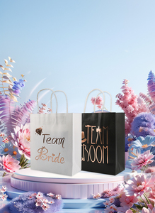 Wedding Theme <strong>Party</strong> <strong>Favour</strong> Treats Gift Paper <strong>Bags</strong> With Handle Goodie Gift Kraft Brown Rustic Paper <strong>Bag</strong> for Team Bride and Groom - Product Image 5