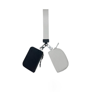 <span class=keywords><strong>Pocket</strong></span> para mulheres com zip duplo, pulseira com chaveiro portátil para moedas e cartões, carteira com pulseira dupla - Product Image 6