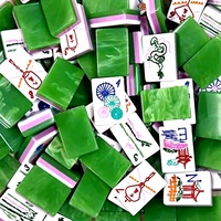 Tuiles de Mahjong en Acrylique Effet Marbre Couleurs Claires, 160 Pièces, Coffret Cadeau pour la Maison, Jeu de Cartes d'Échecs Jiangsu en Cristal Poli à la Main