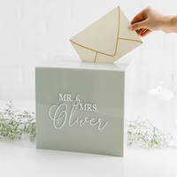 Boîte à cartes de mariage élégante en acrylique personnalisée avec serrure, boîte à cartes cadeaux de mariage