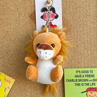 Vente en gros de porte-clés en peluche pour enfants, singe, tigre, girafe, lion, éléphant, jouets mignons, animaux en peluche, zoo