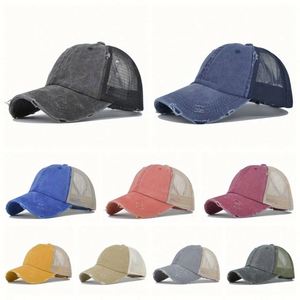 Wholesale Women's <b>Light</b> Version Multicolor 6 Panels Baseball Cap New Ponytail Washed <b>Net</b> Cap - Product Image 2