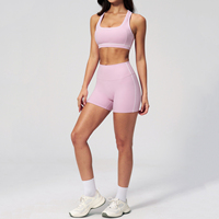 Ensemble de yoga personnalisé en tissu nylon, short de fitness moulant pour femme, short de yoga à séchage rapide pour le sport