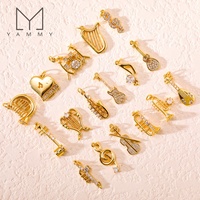 Breloques en forme d'instruments de musique Yammy YYS125 Dainty CZ, pendentifs lettres plaqués or en vrac, jolies breloques cerises pour la fabrication de bracelets et colliers