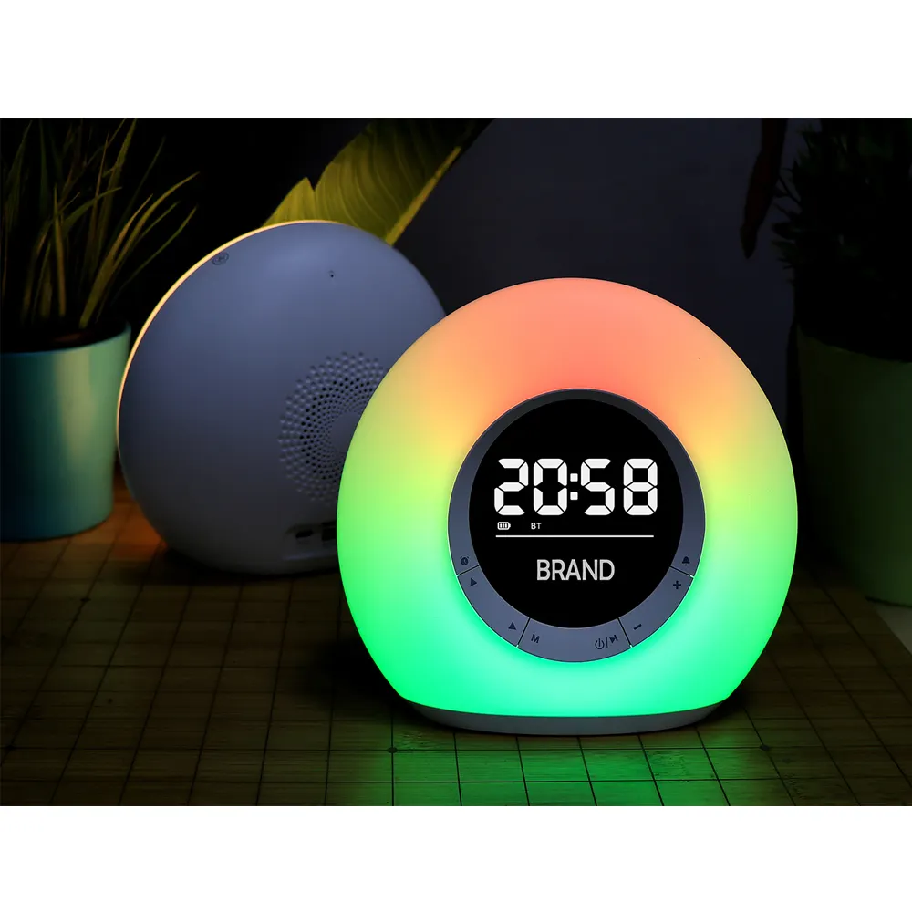 Alarm Lichten Night Speaker Mini Led Rgb Light Speaker Draagbare Wekker Night Lights Blue-Tooth Draadloze Draagbare