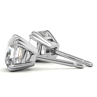 Boucles d'oreilles clous fantaisie en argent 925 avec diamant Moissanite Asscher à double griffe de 5,5 mm