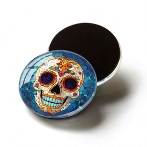 Imán de Refrigerador Personalizado con Diseño Colorido de Azúcar, Recuerdo del Día de los Muertos, Decoración en Cristal con Forma de Cúpula - Product Image 2