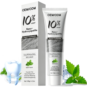 OEM ODM <span class=keywords><strong>Pasta</strong></span> <span class=keywords><strong>Dental</strong></span> Natural con 10% <span class=keywords><strong>de</strong></span> Nano Hidroxiapatita, Sabor a Menta, para Fortalecer el Esmalte, Sin Flúor - Product Image 1