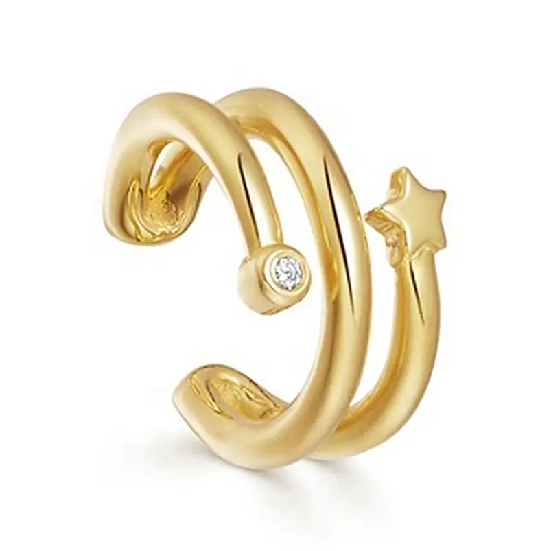 Gemnel hot sale 925 silver jewelry 18k gold plated women multi band star no pierced ear cuff earrings