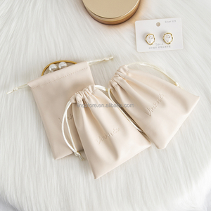 Bolsa de Joyería de Piel Sintética Suave Personalizada de 7x9 cm, Color Beige, Bolsa con Cordón para Pendientes, Exquisita Bolsa de Regalo para Anillos y Piedras Preciosas - Product Image 5