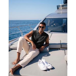 Camiseta sin Mangas de Lana Tejida para Hombre FOXA, Cuello Johnny, Camiseta de Playa de Verano, Transpirable, Ropa Casual para Hombre - Product Image 2