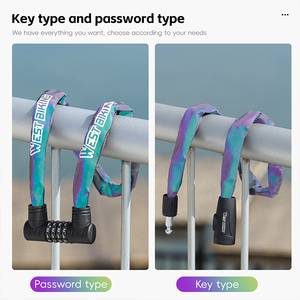 WEST BIKING Antivol coloré à combinaison numérique pour vélo et vélo électrique, chaîne de sécurité réfléchissante haute sécurité pour vélo d'extérieur - Product Image 3