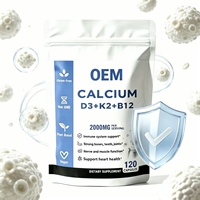Capsules dures OEM Calcium D3 K2 B12 en sachets, supplément de calcium 2000 mg avec glucosamine chondroïtine pour le soutien énergétique des os