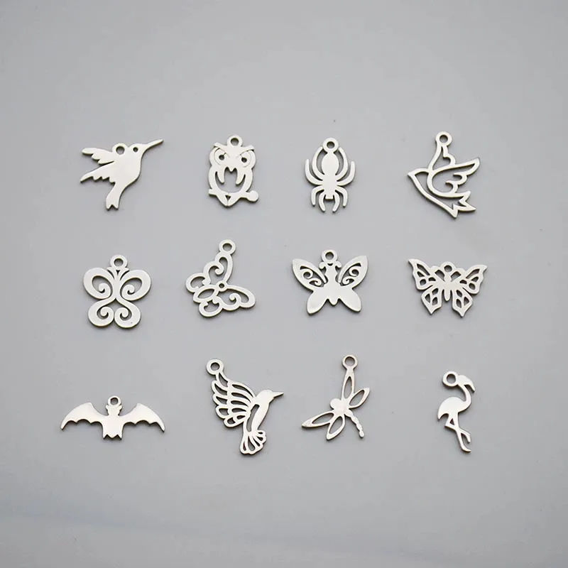 Stainless Steel Animal Bird Spider Dragonfly Butterfly bat Charms Pendant Craft For DIY Necklace Bracelet Jewelry