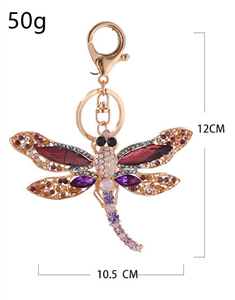Hợp Kim Tinh Thể Con Chuồn Chuồn Kim Loại Keychain Côn Trùng Charms Men Đồ Trang Sức Phụ Nữ Xe Ví Túi Phụ Kiện Con Chuồn Chuồn Rhinestone Keyring - Product Image 5