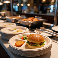 Assiettes en bagasse compostables résistantes à l'huile de 9 pouces à 3 compartiments avec logo personnalisé pour la restauration, le camping et les repas scolaires