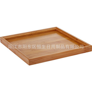 Plateau de service en bambou carré, couleur bois naturel, écologique, pour plats occidentaux, gâteaux, steaks - Product Image 1