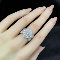 Cincin perak murni S925 baru mewah lampu cincin penuh berlian penuh moissanite retro elegan cincin wanita