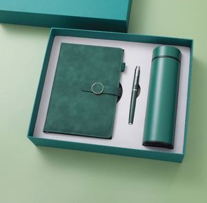 Luxury Blue PU Leather Notebook Pen Gift Set Custom <b>Diary</b> Thermos Cup Note Book Gift Set With Water Bottle - Product Image 5