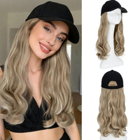 Gorra de Béisbol Personalizada con Cabello Sintético Ondulado, Peluca Integrada Resistente al Calor, Densidad Ajustable, Gorro de Uso Diario para Mujer