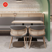 Ensemble de meubles modernes pour restaurant, hôtel, école, commerce, table à manger en cuir, canapé gris, étagère, chaise de café